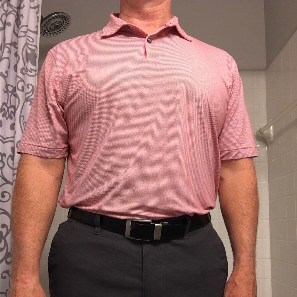 Dunhill Links orange/white ss polo shirt. Large